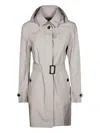 Save The Duck Tailored Trench Coat With Belted Waist In Gray