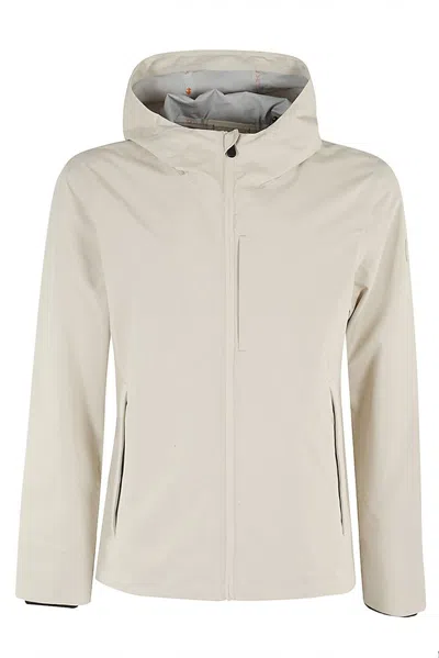 Save The Duck Jari Logo Patch Hooded Jacket In Beige