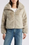 Save The Duck Short Reversible Faux Fur Jacket In Shell Beige In Rainy Beige