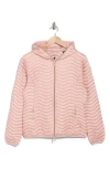 Save The Duck Jinnie Hooded Wavy Quilted Jacket In Pink