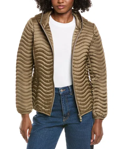 Save The Duck Jinnie Short Wave Quilt Jacket In Brown
