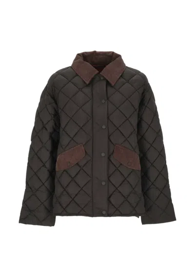 Save The Duck Jodie Corduroy-collar Puffer Jacket In Black