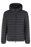 Save The Duck Logo-patch Padded Hooded Jacket In Black