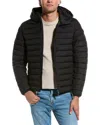 Save The Duck Logo-patch Padded Hooded Jacket In Blue