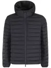 Save The Duck Logo-patch Padded Hooded Jacket In Black