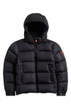 Save The Duck Kid's Hooded Puffer Jacket In Black