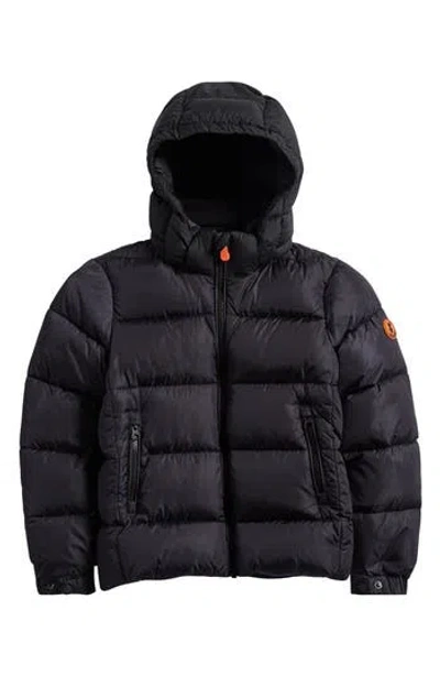 Save The Duck Kid's Hooded Puffer Jacket In Black
