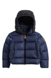 Save The Duck Kid's Hooded Puffer Jacket In Blue