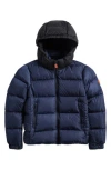 Save The Duck Kid's Hooded Puffer Jacket In Blue
