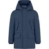 Save The Duck Kids' Basic Water Resistant Long Parka In Blue