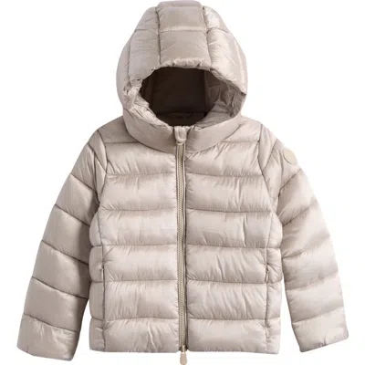 Save The Duck Kids' Bibi Channel Quilted Hooded Puffer Jacket In White