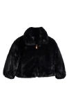 Save The Duck Kids' Ceri Reversible Faux Fur Puffer Jacket In Black
