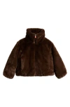 Save The Duck Kids' Ceri Reversible Faux Fur Puffer Jacket In Brown