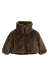 Save The Duck Kids' Ceri Reversible Faux Fur Puffer Jacket In Brown