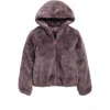 Save The Duck Kids' Chloe Faux Fur Reversible Hooded Puffer Jacket In Purple
