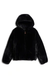 Save The Duck Kids' Chloe Reversible Faux Fur Hooded Puffer Jacket In Animal Print