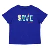 SAVE THE DUCK SAVE THE DUCK KIDS CYBER BLUE HAVEN LOGO T-SHIRT