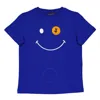 SAVE THE DUCK SAVE THE DUCK KIDS CYBER BLUE SMILEY LOGO PRINT T-SHIRT