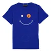 Save The Duck Kids Cyber Blue Smiley Logo Print T-shirt In Blue