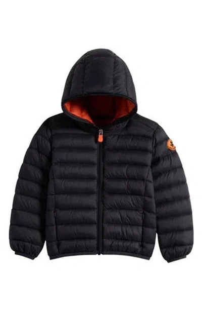 Save The Duck Kids' Dony Hooded Nylon Puffer Jacket In Black