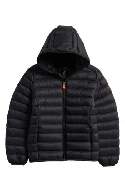 Save The Duck Kids' Dony Hooded Puffer Jacket In Black