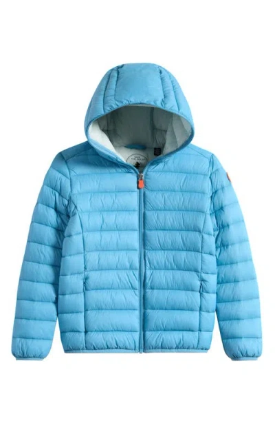 Save The Duck Kids' Dony Hooded Puffer Jacket In Blue