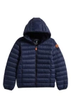 Save The Duck Kids' Dony Short Hooded Puffer Jacket In Blue