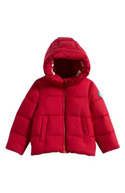 Save The Duck Kids' Elm Hooded Puffer Jacket In Tango Red