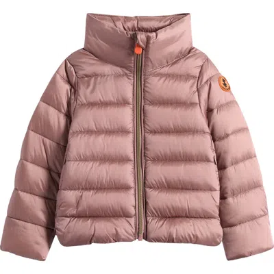 Save The Duck Kids' Evie Channel Quilted Puffer Jacket In Pink