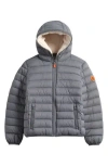 Save The Duck Kids' Finnegan Fleece Lined Hooded Puffer Jacket In Gray