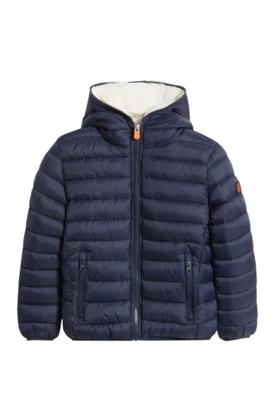 Save The Duck Kids' Finnegan Hooded Puffer Jacket In Blue
