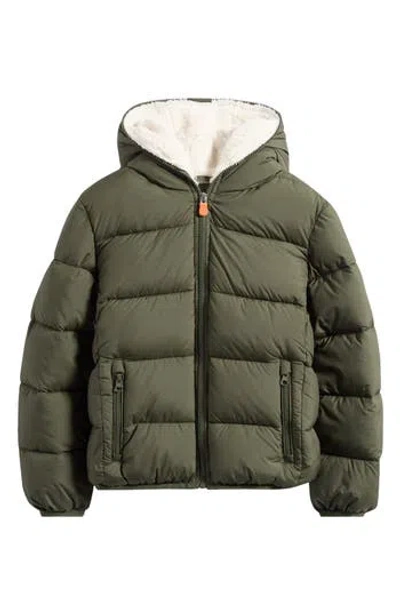 Save The Duck Kids' Finnegan Hooded Puffer Jacket In Green
