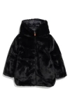 Save The Duck Kids' Flora Faux Fur Jacket In Black