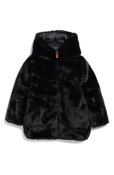 Save The Duck Kids' Flora Faux Fur Jacket In Black