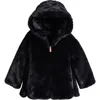 Save The Duck Kids' Flora Reversible Hooded Faux Fur Coat In Black