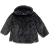 Save The Duck Kids' Floral Faux Fur Hooded Jacket In Black