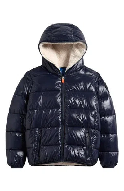 Save The Duck Kids' Gavin Hooded Puffer Jacket In Blue