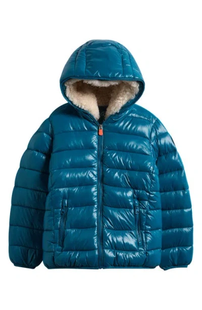 Save The Duck Kids' Gavin Hooded Puffer Jacket In Blue