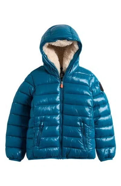 Save The Duck Kids' Gavin Water Repellent Hooded Puffer Jacket In Black
