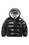 Save The Duck Kids' Gavin Water Repellent Hooded Puffer Jacket In Black