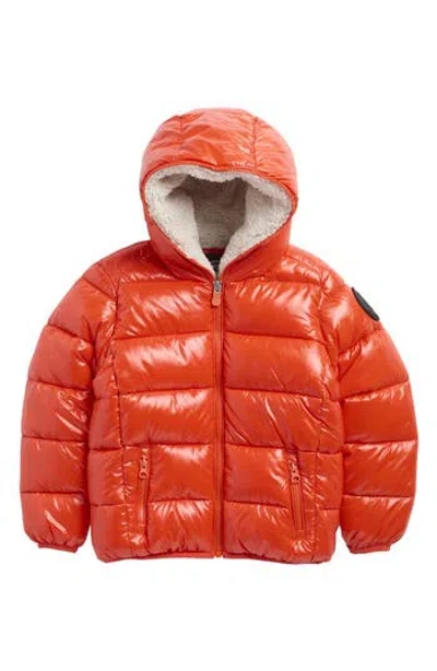 Save The Duck Kids' Gavin Water Repellent Hooded Puffer Jacket In Red