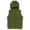 Save The Duck Kids Giga Cupid Hooded Puffer Vest In Green