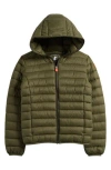 Save The Duck Kids' Giga Hooded Puffer Jacket In Green