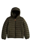 Save The Duck Kids' Dony Hooded Nylon Puffer Jacket In Land Green