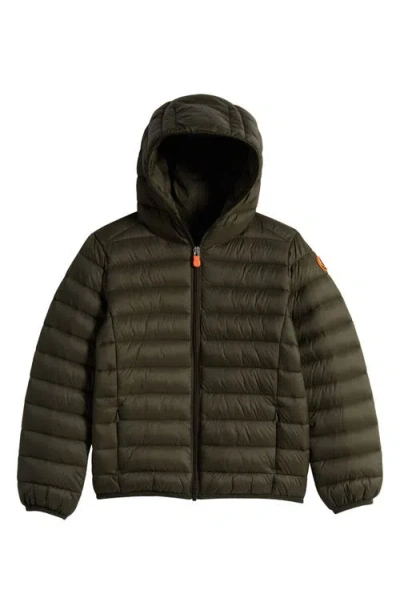 Save The Duck Kids' Dony Hooded Nylon Puffer Jacket In Land Green