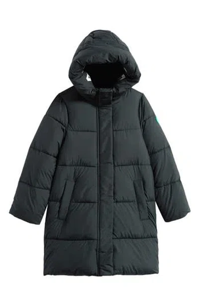 Save The Duck Kids' Hale Hooded Puffer Jacket In Green Black