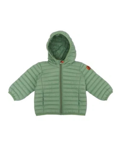 Save The Duck Kids Hooded Puffer Jacket In Green