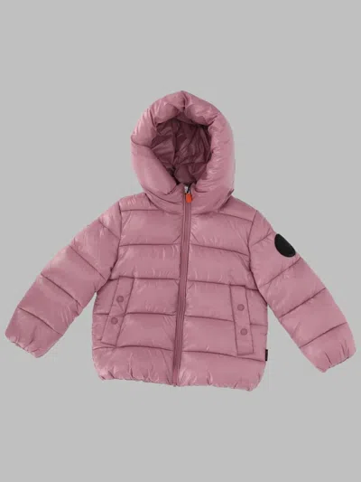 Save The Duck Kids Hooded Puffer Jacket In Pink