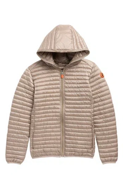 Save The Duck Kids' Iris Quilted Hooded Puffer Jacket In Brown