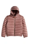 Save The Duck Kids' Iris Shiny Water Repellent Hooded Puffer Jacket In Misty Rose